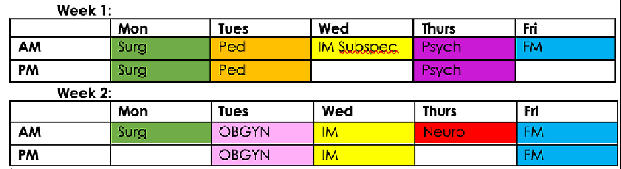 LIC student schedule